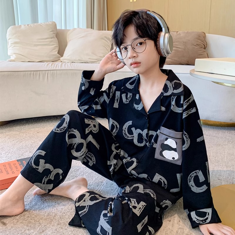 (2개) 어린이 잠옷 소년 겨울 새 소년 큰 어린이 가정 옷 세트 HUZHOU ZHILI 속옷 두껍게