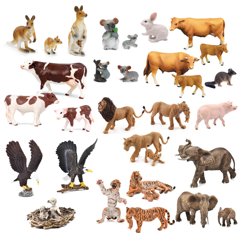 Modelos de Animales Salvajes Simulados Transfronterizos, Tigre, León, Elefante, Juguetes de Modelos de Animales, Serie de Simulación de Modelos de Animales