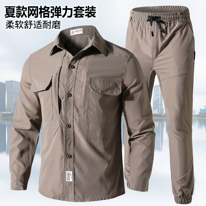 Demi‑season quick‑dry travel shirt jacket set (men), oversize, thin 165–190 sizes