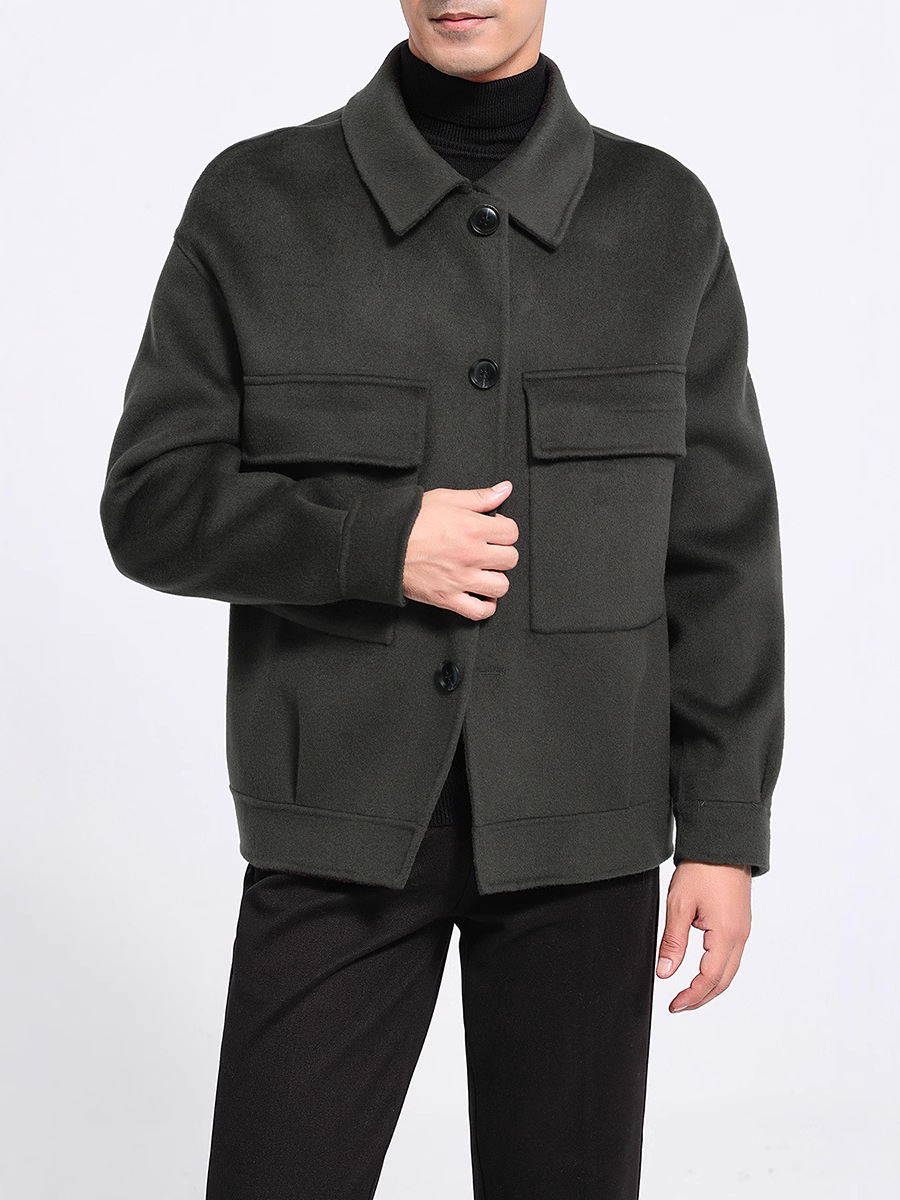 Otoño y invierno de hombre de doble cara 100 chaqueta de lana nizi chaqueta de solapa suelta cuello corto chaqueta de cachemira personalizada