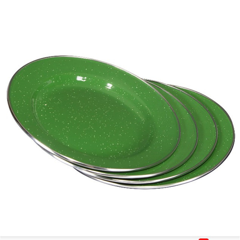 Factory Supply Customizable Processing Export Supply Breakfast Pizza Salad Western Plate Commercial Metal Enamel Disc Factory Supply Customizable Processing Export Supply Breakfast Pizza Salad Western Plate Commercial Metal Enamel Disc