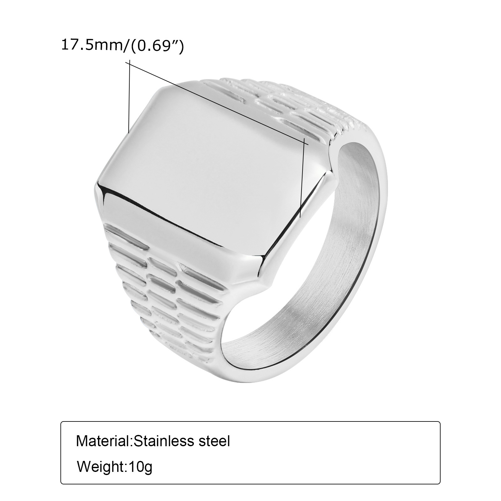 Titanium Steel Material Retro Classic Style Geometric Customization Laser Engraving Titanium Steel Plating Men's Rings Men Signet Rings