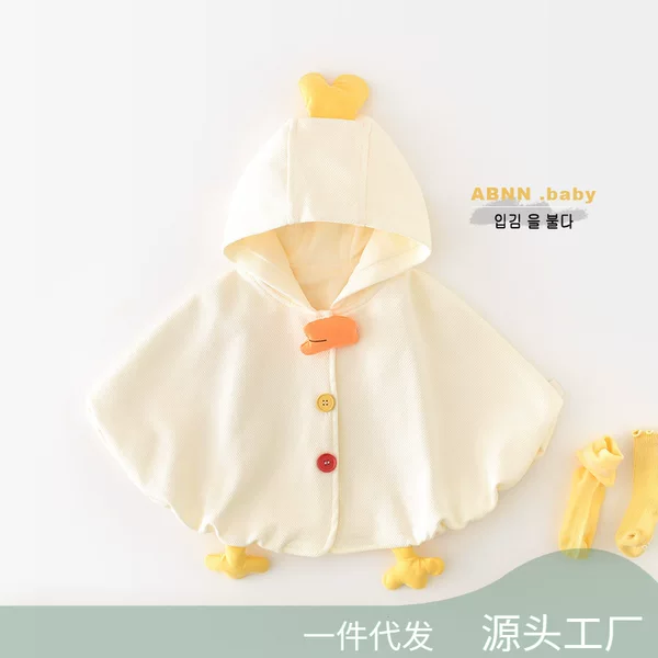 Abao Nannan Spring Baby Cartoon Outing Clothes Newborn 0-3 Years Old Windproof Hooded Chicken Cloak 51106