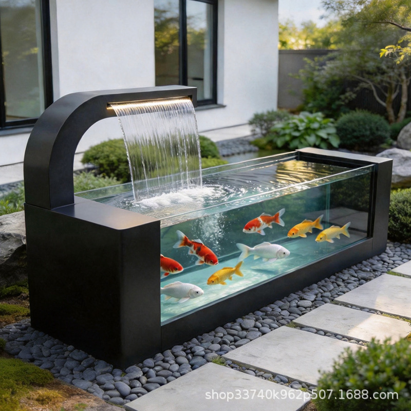Aluminum Alloy Outdoor Flowing Water Landscape Pool, Cascading Waterfall, Hotel Courtyard Landscape Wall, Garden Ornaments, Stainless Steel Glass Tank Aluminum Alloy Outdoor Flowing Water Landscape Pool, Cascading Waterfall, Hotel Courtyard Landscape Wall, Garden Ornaments, Stainless Steel Glass Tank