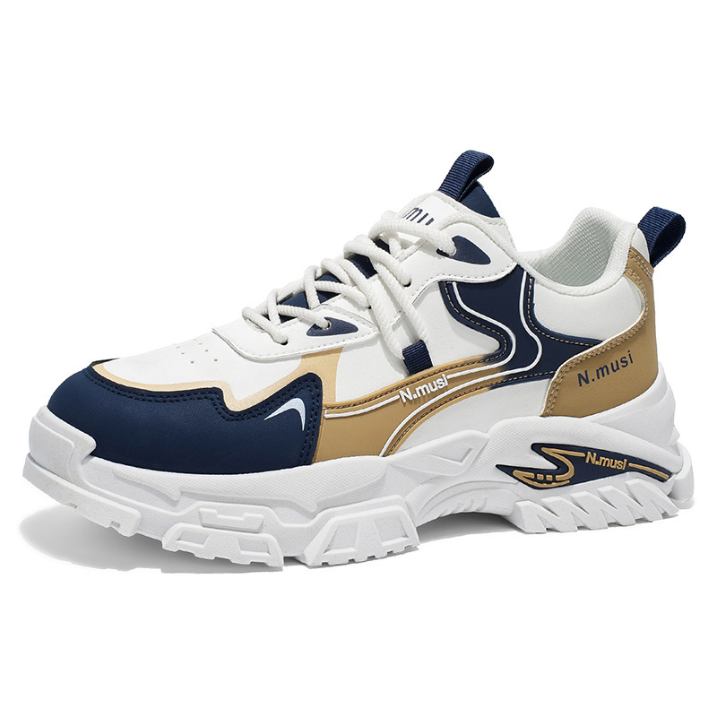 Primavera zapatos de hombre nuevos zapatos de cuero transpirables zapatos deportivos de moda para hombres con suela gruesa aumentada de altura casuales zapatos de papá para hombres