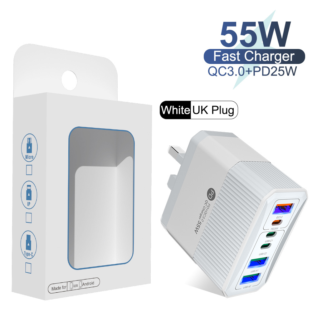 QC3.0+PD25W 6포트 영국 표준(대형 패키지) 흰색