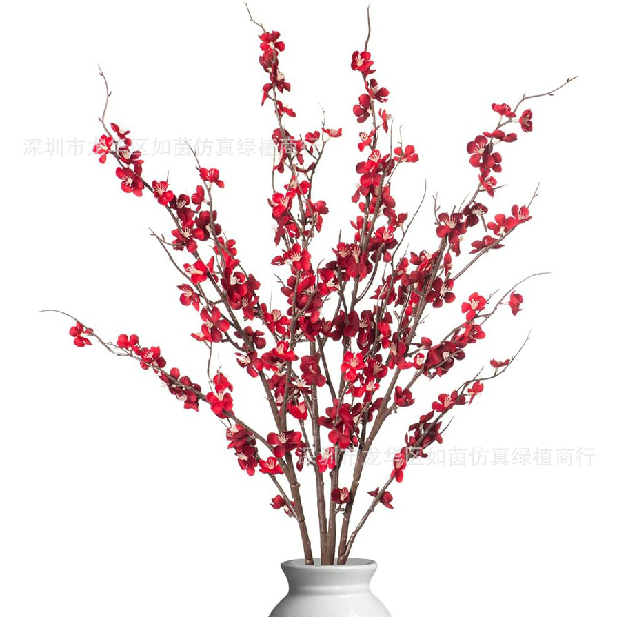 Cross-Border Artificial Plum Blossom Branches, Fake Flowers Wholesale, Silk Flowers, Artificial Bouquets, Artificial Green Plants for Decoration, Artificial Cherry Blossoms