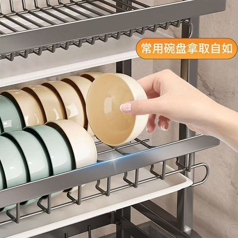 Estante de almacenamiento de platos de cocina estante de escritorio doméstico doble cubierta caja de palillos para platos estante de drenaje