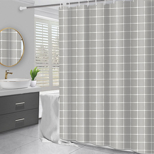 Bathroom Shower Curtain Waterproof Fabric Set, Bathroom No-Drill Curtain, Mildew-Proof Curtain, Door Curtain, Hanging Curtain, Shower Partition Curtain