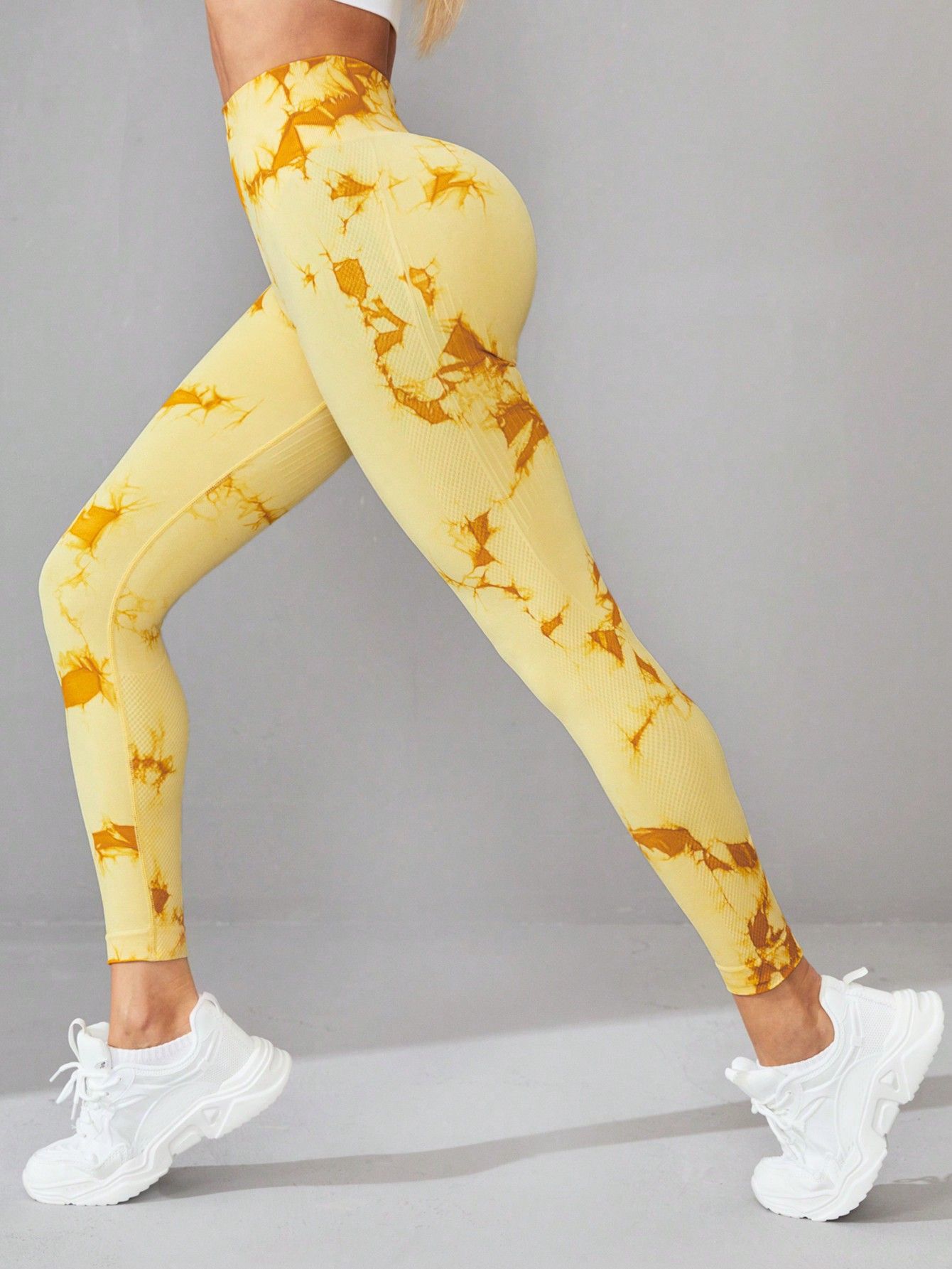 100 colores precio al por mayor tie-dye pantalones de yoga sin costuras cintura alta melocotón cadera pantalones deportivos para correr leggings