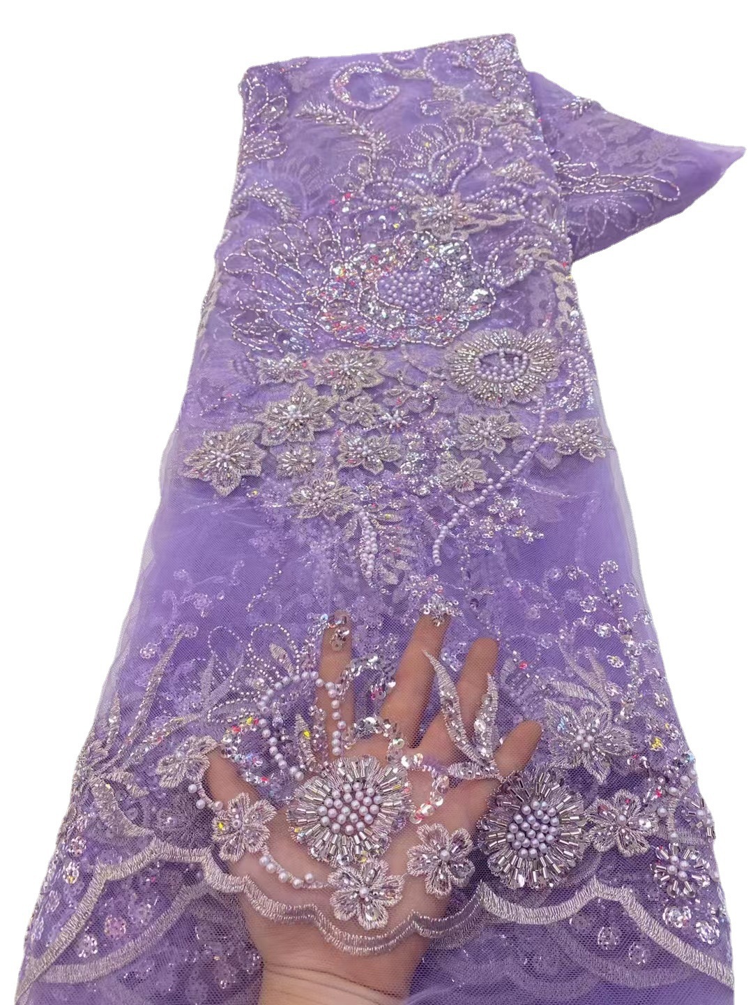 Encaje Bordado con Lentejuelas y Cuentas JX3575 para Vestido de Novia