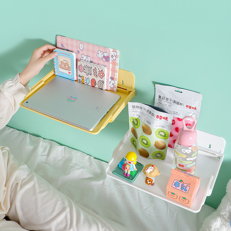 Estante de almacenamiento montado en la pared Estante de almacenamiento retráctil montado en la pared Almacenamiento de cabecera sin perforar Artacto Dormitorio Estante de papelería multifuncional