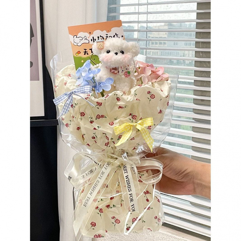 ツイストかわいい完成品手作り子犬人形ブーケクリエイティブ誕生日ガールフレンドガールガール親友卒業|undefined