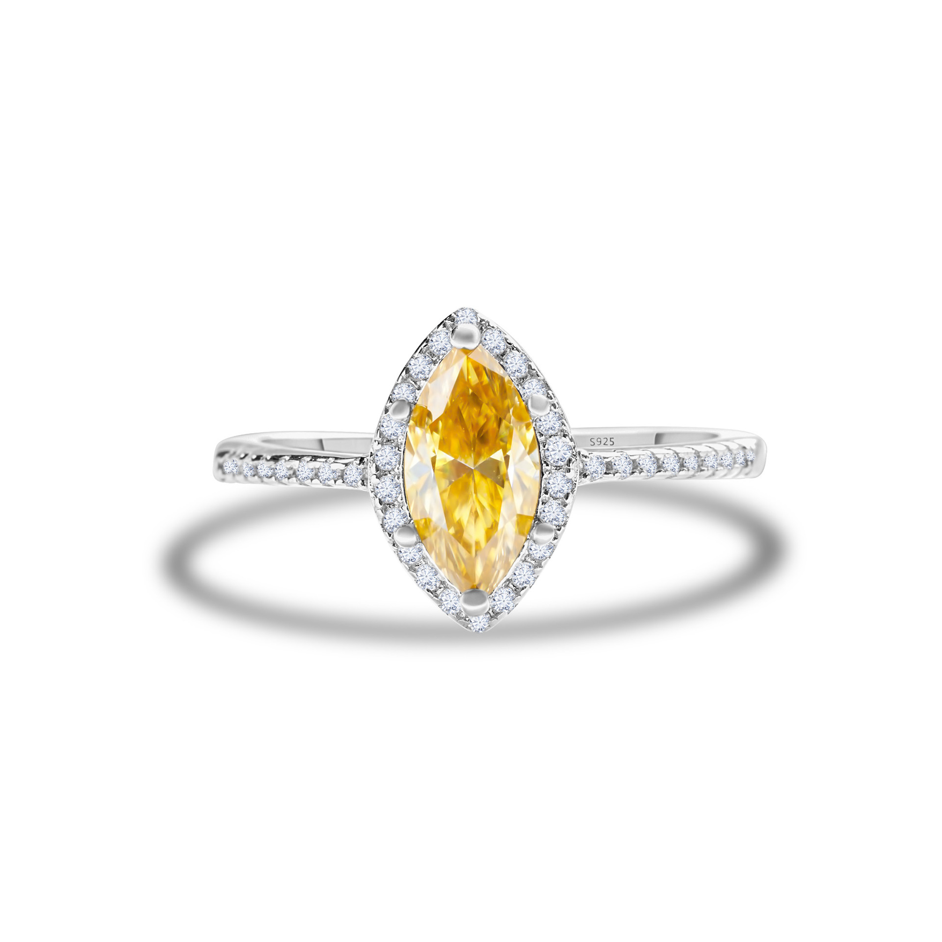 Anillo de plata s925 piedra de diamante de diamante de diamante en forma de ojo de caballo damas un anillo de quilates transfronterizo