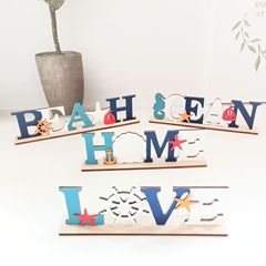 亞馬遜木製家具夏天桌面字母擺件創意地中海海洋字母櫥窗擺件