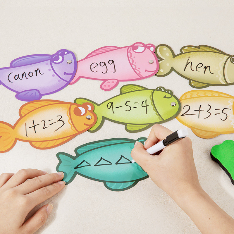 Juguetes de pesca magnéticos, enseñanza de inglés borrable, material didáctico para profesores, rompecabezas interactivo entre padres e hijos, juego de educación temprana en inglés para 3-6 años image 5