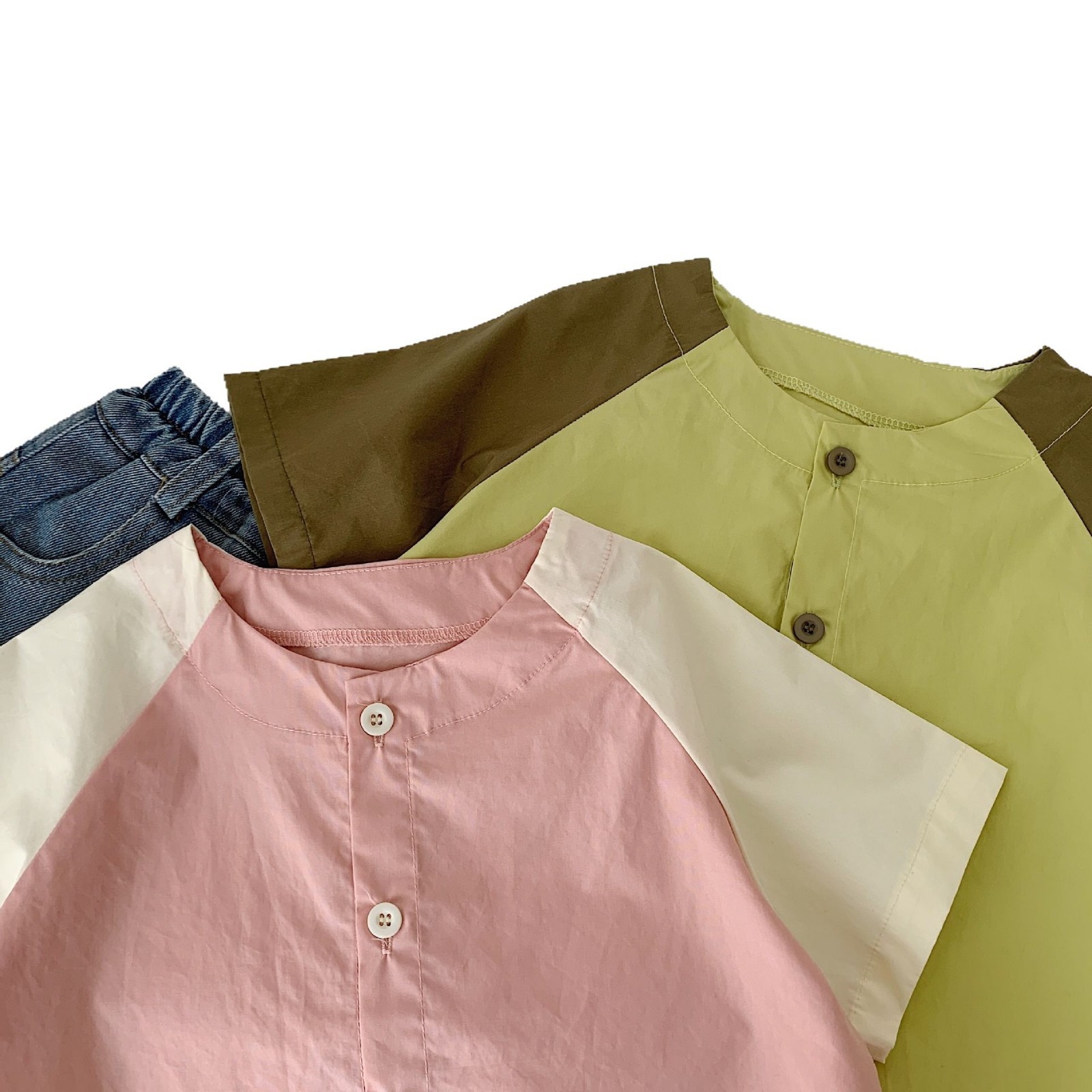 Maibao ropa para niños camisa de manga corta para niños 2025 verano nuevo estilo coreano niños y niñas dibujos animados a juego de algodón cardigan marea