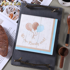 Factory supply colored creative theme blue balloons printed napkins birthday tissue paper wood pulp tissue paper