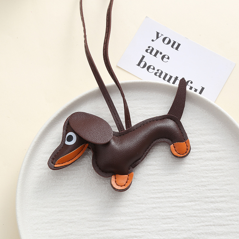 韓国版 diy ダックスフント犬レザーペンダントかわいい ins 子犬バッグペンダントストラップカップル車のペンダント在庫あり|undefined