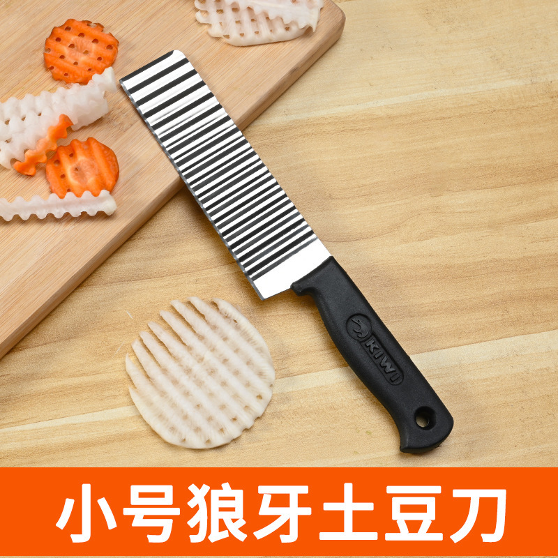 304不锈钢波纹刀家用狼牙土豆刀具洋芋花式波浪刀金丝薯条刀|undefined