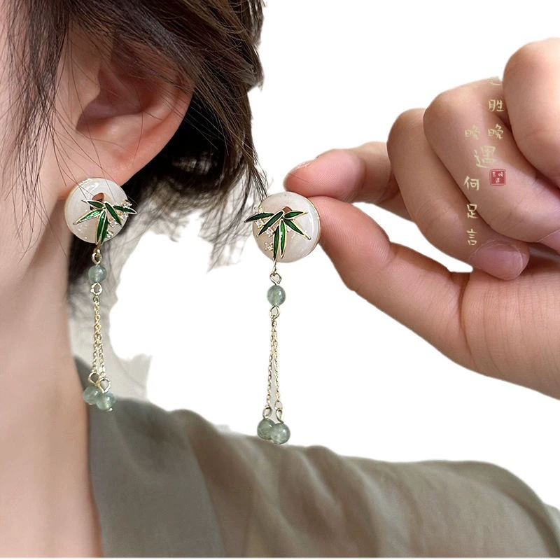 Earrings, cheongsam, Chinese style, high-quality style