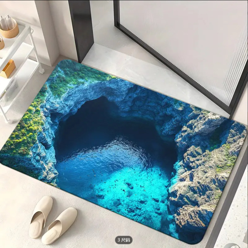 跨境亚马逊3D视觉陷阱地垫浴室厨房吸水防滑脚垫玄关入户门垫代发|undefined