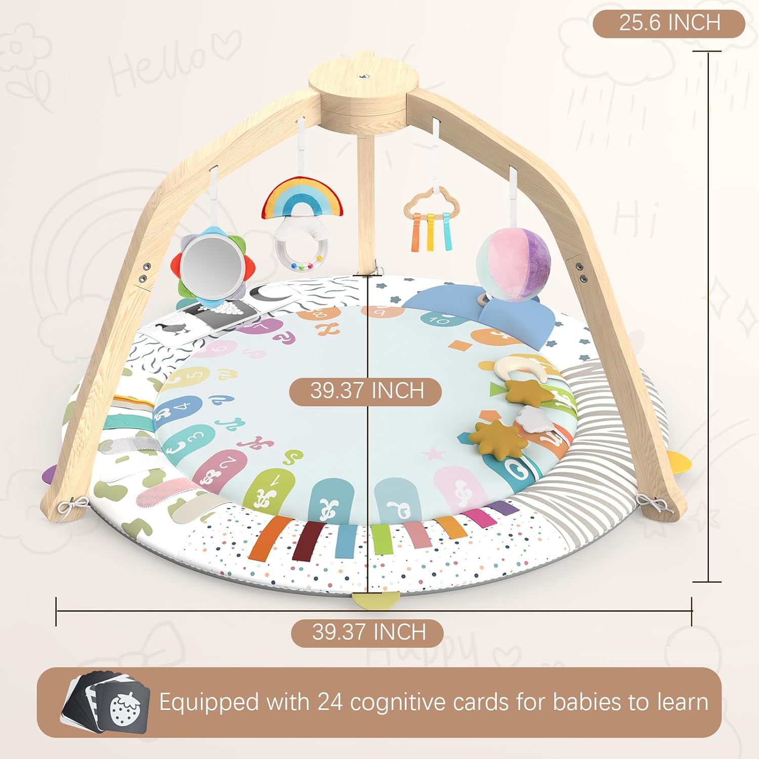 Baby Play Gym Infant Tummy Time Play Mat with 5 Developmental Functional Zones Fitness Activity