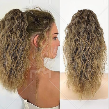 Xuchang ウィッグ Yuanyang 18inch ポニーテールウィッグ女性用ウールカーリーロングカーリーヘアコーンパーマウォーターリップルポニーテールウィッグ女性用|undefined