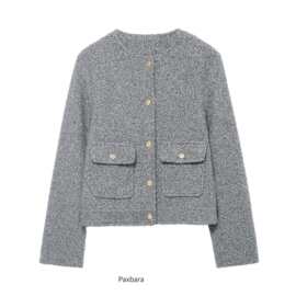 2025欧美风秋女装金色纽扣饰珠皮呢外套  8335