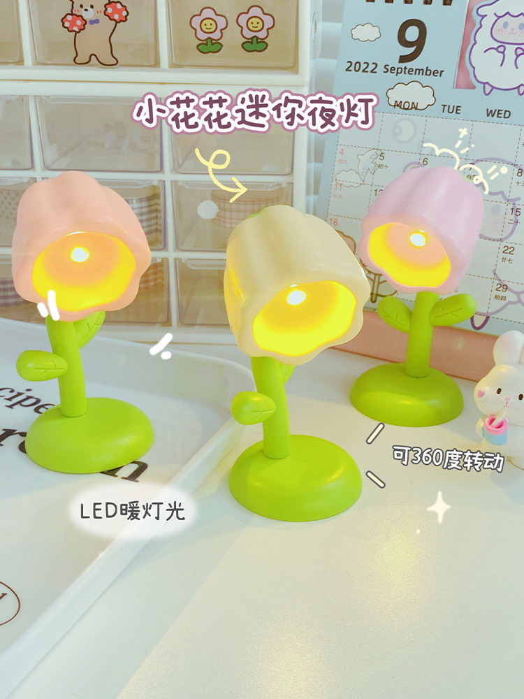 Batterie-Tischlampe Cartoon-Blumen DIY Creme-Gel Nachtlicht Mini-LED Stimmungslicht Kreatives Geschenk Dekofigur