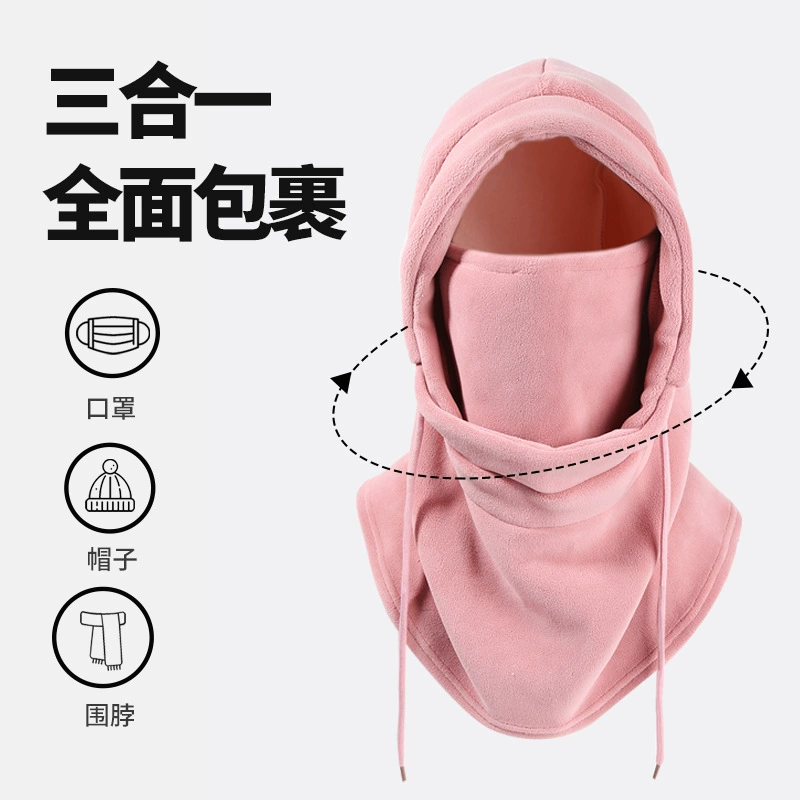 Зимняя теплая ветрозащитная шапка для женщин, со встроенным шарфом и маской для лица, морозостойкая флисовая шапка-пуловер для активного отдыха, велоспорта и катания на лыжах, оптом