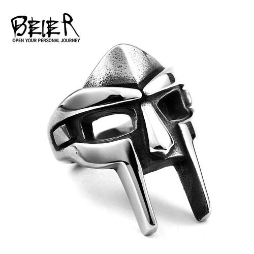 beier European and American foreign trade stainless steel men's ring jewelry retro personality mask titanium steel ring wholesale
