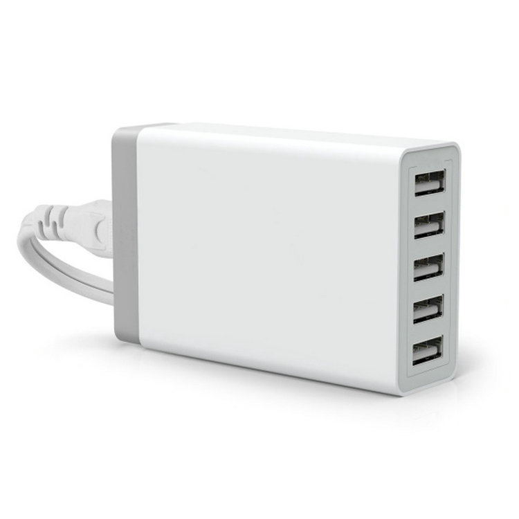 Cargador multipuerto de 40W 50W, exclusivo para el mercado internacional, con 5 puertos USB, adecuado para cargar tabletas y teléfonos móviles de Apple.