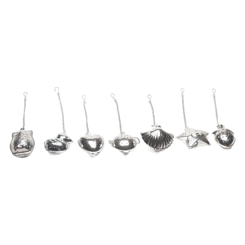 En existencias 304 de acero inoxidable Filtro de té cadena estrella amor casa tetera metal té filtro red