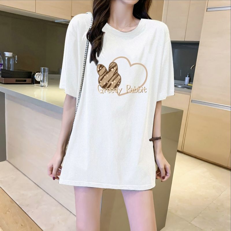 100% Cotton Pregnant Women's T-shirt Summer Short Sleeve Top Mid-length Loose plus size Summer Fashion Slimming for Small Men