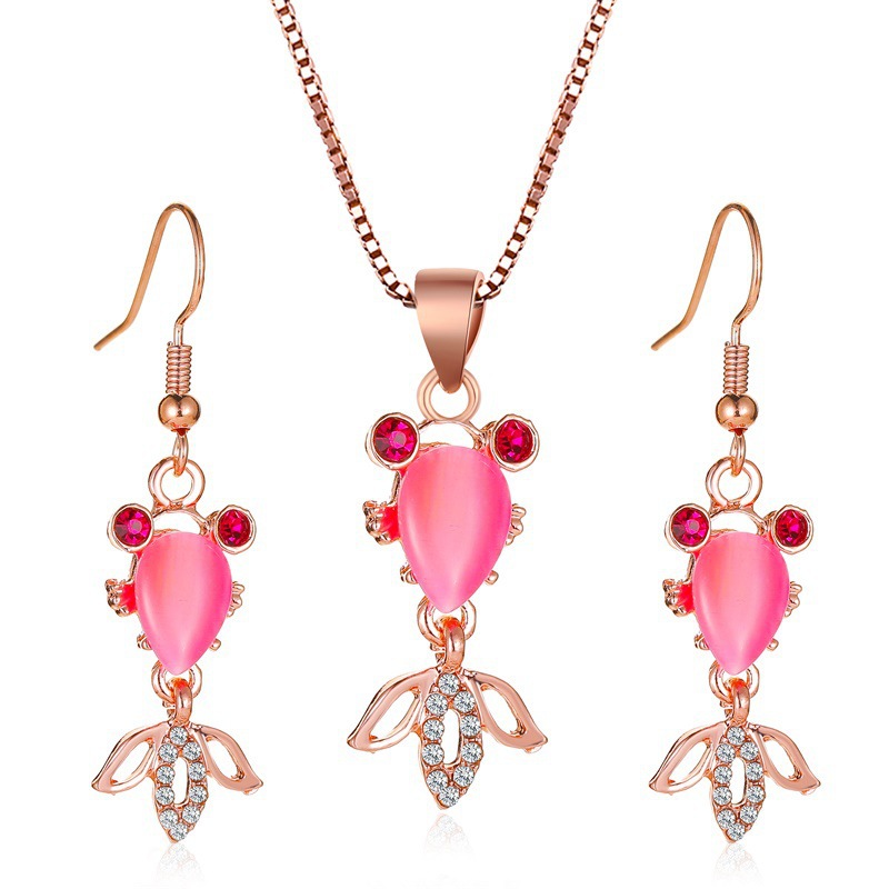 Traje de joyería de perlas de diamantes de Venta caliente transfronteriza temperamento de moda de mujer flor geométrica gota de agua collar pendientes traje