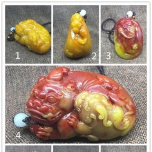 仿寿山石貔貅关公蝉兽手把件芙蓉石古兽雕件吊坠仿黄龙玉手把件