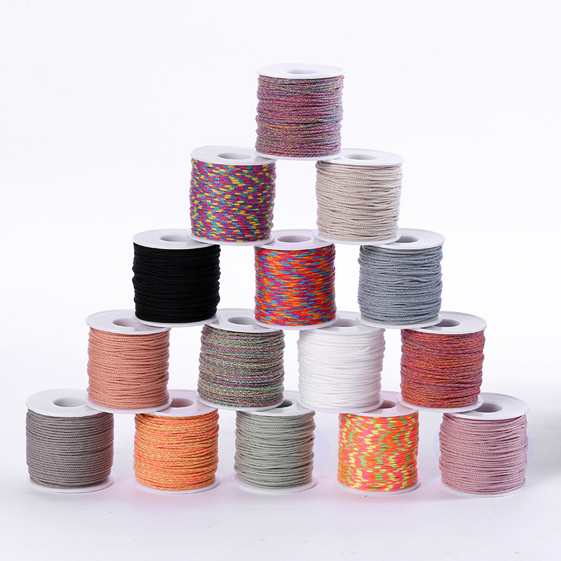 新款2mm芊棉绳文玩佛珠编织线彩色涤纶耐磨手串挂绳项链玉线棉绳