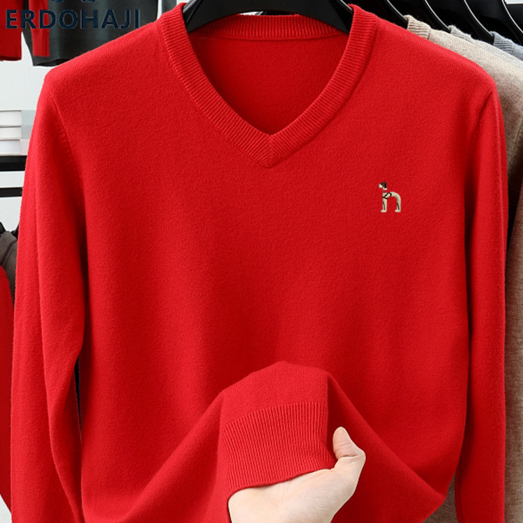 Outlet Clearance | Authentic V-Neck Pure Cashmere Sweater for Men, Loose Fit, Thickened Heart-Neck Sweater for the Year of Birth Outlet Clearance | Authentic V-Neck Pure Cashmere Sweater for Men, Loose Fit, Thickened Heart-Neck Sweater for the Year of Birth