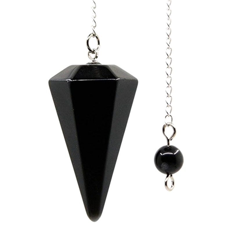 Amazon Hot Large Natural Gemstone Crystal Hexagon Pillar Tapered Pendant Necklace Facet Crystal Necklace