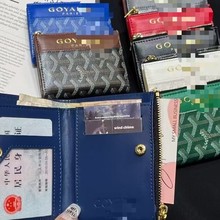 适用潮牌男女对折卡包狗牙皮名片卡包家字母印花零钱包高品质插卡