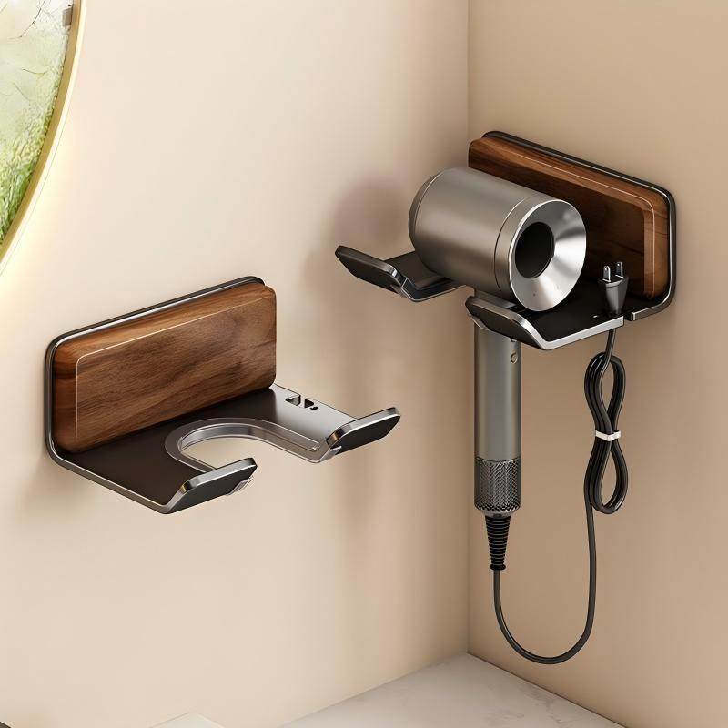 Walnut Hair Dryer Rack Punch-free Toilet Hair Dryer Hanger Bathroom Wall-mounted Lazy Bracket