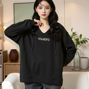 2024 autumn new plus size women's 300kg fat sister long loose fashion casual hooded women