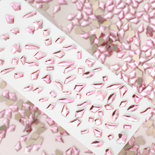 跨境新品推荐粉色平底钻美甲饰品混装玻璃异形钻diy美甲饰品配件