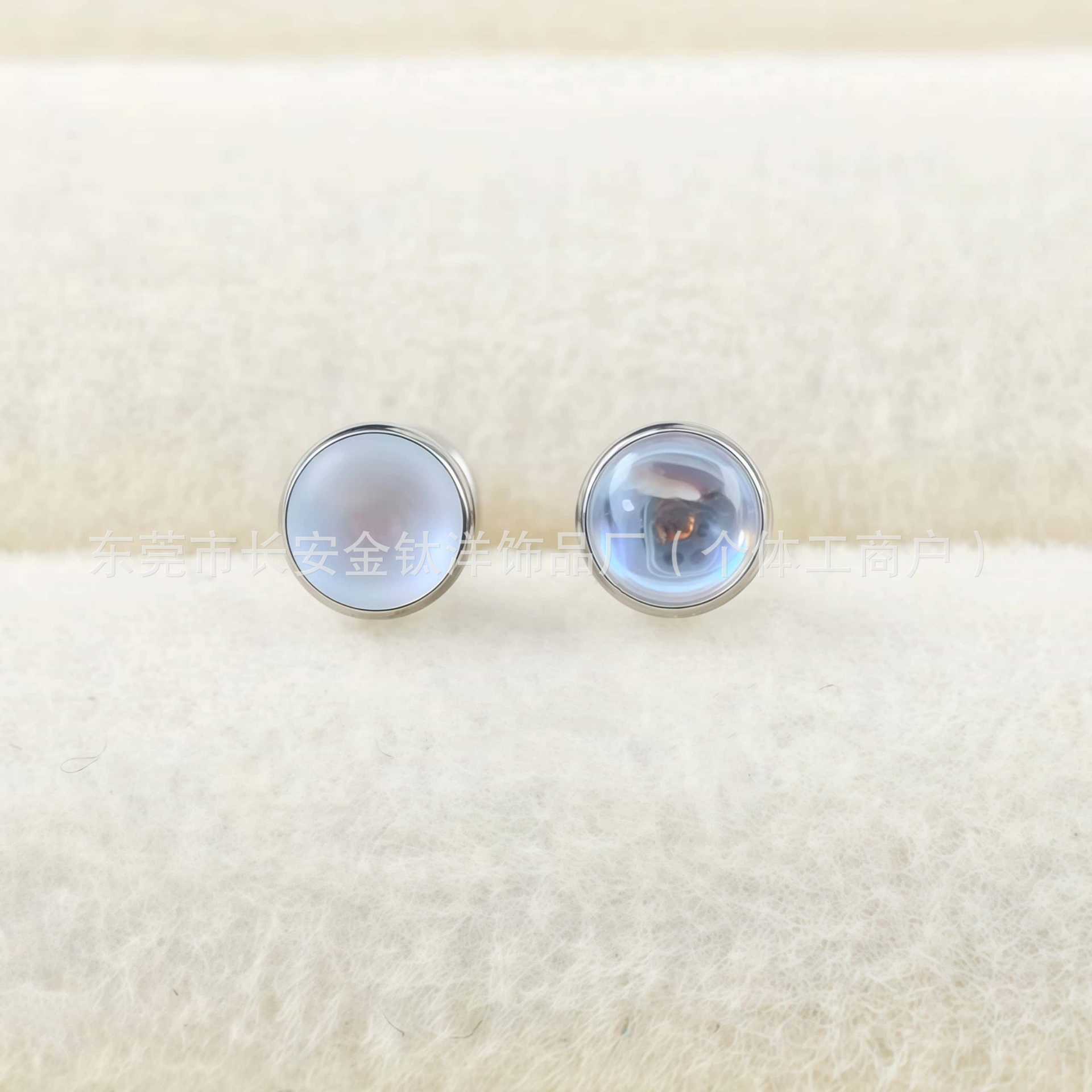 F136 Titanium Edged Moonstone Frosted Opal Lip Nail Tongue Nail Nose Nail Ear Nail G23 Titanium Alloy Piercing Jewelry detail image 7