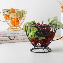 Minimalist Home Living Room Snack Basket, Desk Creative Iron Wire Wine Glass Shaped Fruit Basket Storage Fruit Plate