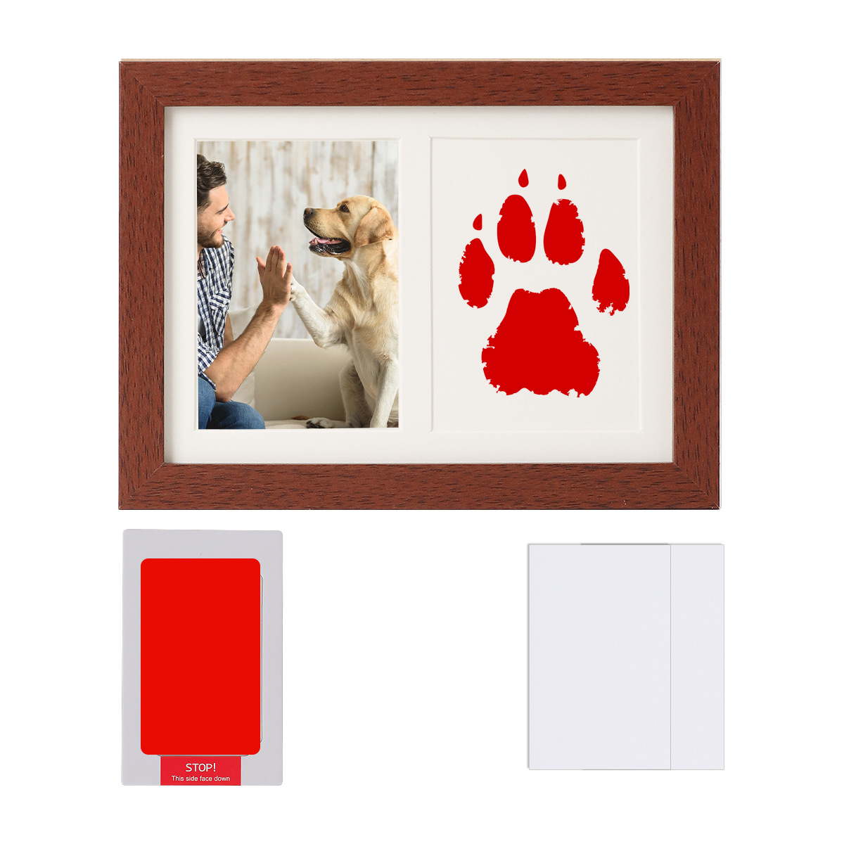 クロスボーダーペットの足跡フォトフレームテーブルdiy猫の手形7inch犬の足跡インクパッドボール紙ディスプレイフレーム
