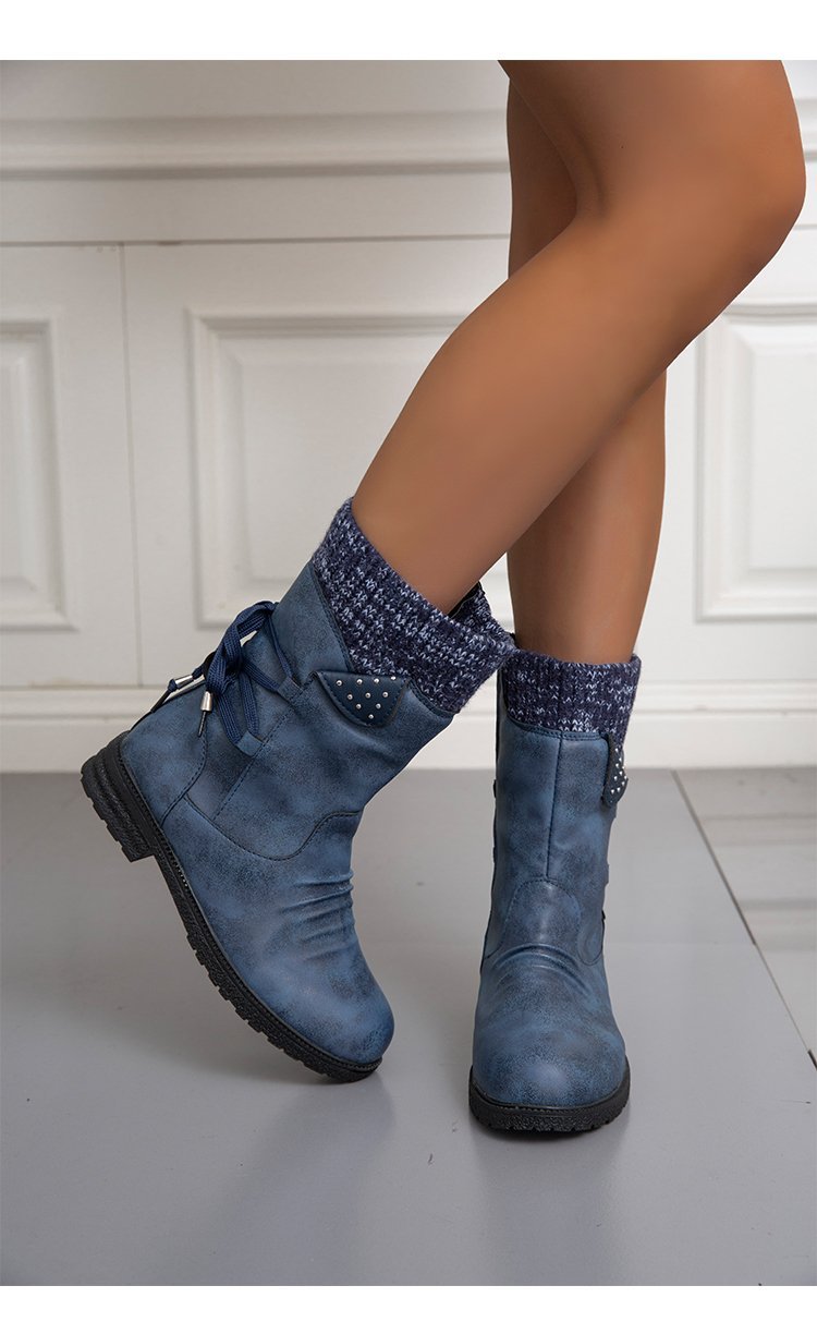 Large Size Short Boots Women Fashion Explosion Outer Boots Women Solid Color Low Heel Short Boots_voghion.com