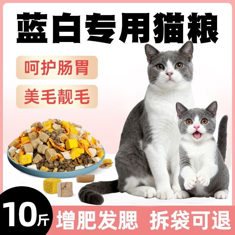Blue and White British Shorthair Cat Food, 10kg Packs, Suitable for Both Kittens and Adult Cats, Complete Freeze-Dried Meat Floss Cat Food 2.5kg Blue and White British Shorthair Cat Food, 10kg Packs, Suitable for Both Kittens and Adult Cats, Complete Freeze-Dried Meat Floss Cat Food 2.5kg