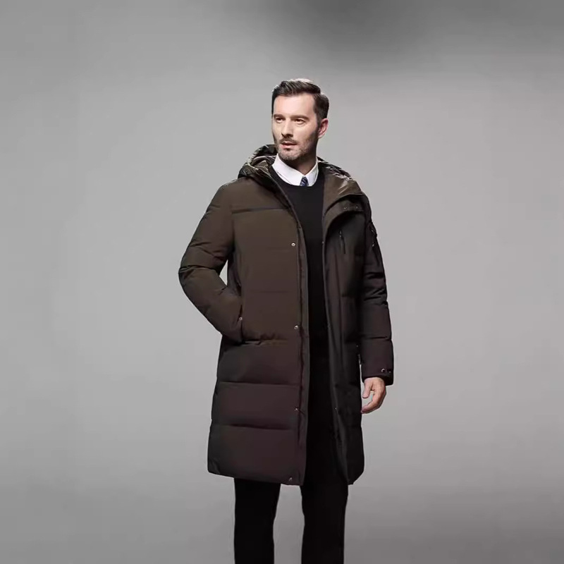 Down Jacket Men's Winter New Casual Jacket Thickened plus size Hooded Mid-length Middle-aged High-end Winter Clothing for Men